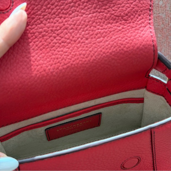 Strathberry Mosaic Nano in Raspberry with Burgundy Stitch (new in a box) - Picture 10 of 15